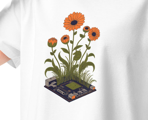 Motherboard Garden | Cyber-Botanical Crop Tee Digital Nature Collection