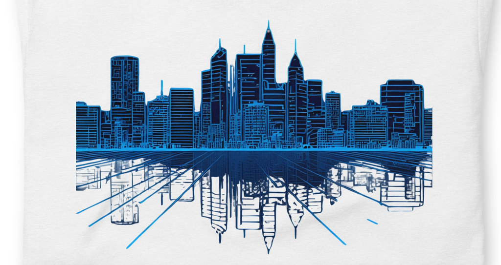 City.exe | Digital Skyline Reflection T-Shirt